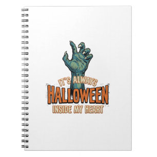 Vintage Halloween Inside My Heart Monster Hand Des Notebook