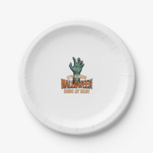 Vintage Halloween Inside My Heart Monster Hand Des Paper Plate