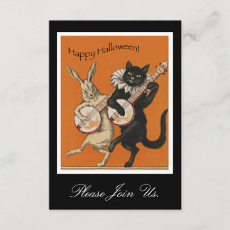 Vintage Halloween Invitation - Funny Black Cat