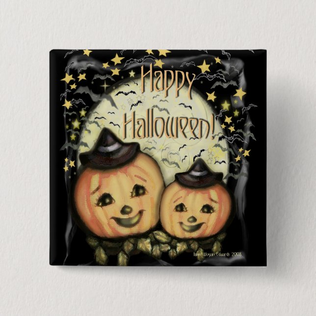 Vintage Halloween Jack-o-lantern Button (Front)