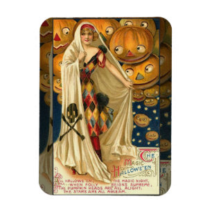 Vintage Halloween Jack O Lantern Girl Magnet