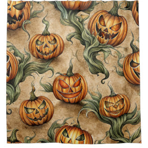 Vintage Halloween Jack-O-Lantern Vine Pattern