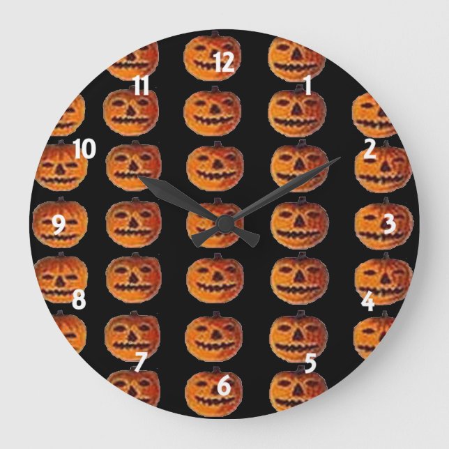 Vintage Halloween Jack o' Lantern Wall Clock (Front)