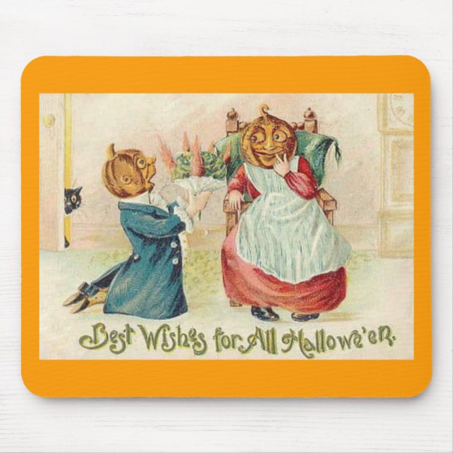 Vintage Halloween Jack o'Lantern Couple Mouse Pad (Front)