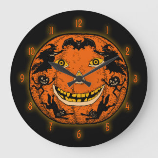Vintage Halloween Jack O'Lantern Large Clock