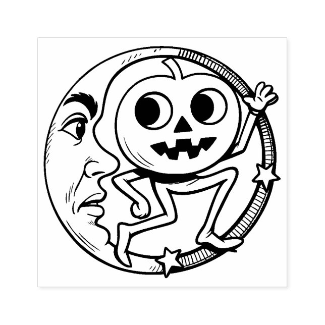 Vintage Halloween Jack O'Lantern Rubber Stamp (Imprint)