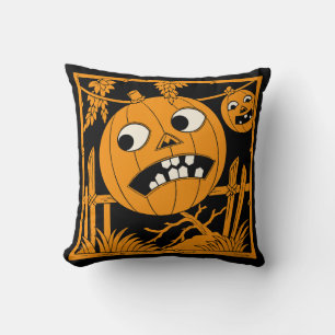 Vintage Halloween Jack O'Lantern Throw Pillow