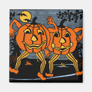 Vintage Halloween Jack O'Lantern Twins Magnet