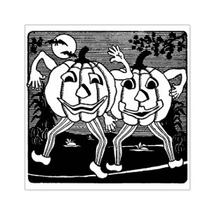 Vintage Halloween Jack O'Lantern Twins Stamp