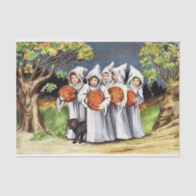 Vintage Halloween kids party tissue Tissue Paper (Front)