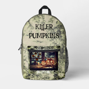 Vintage,Halloween. Killer Pumpkins  Printed Backpa Backpack