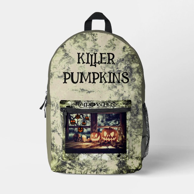 Vintage,Halloween. Killer Pumpkins  Printed Backpa Backpack (Front)