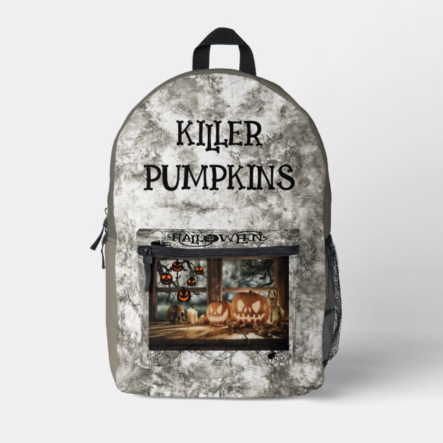 Vintage,Halloween. Killer Pumpkins  Printed Backpa Backpack (Front)