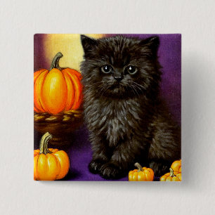 Vintage Halloween Kitten 2 Inch Square Button