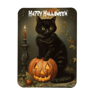 Vintage Halloween Kitten Flexible  Magnet