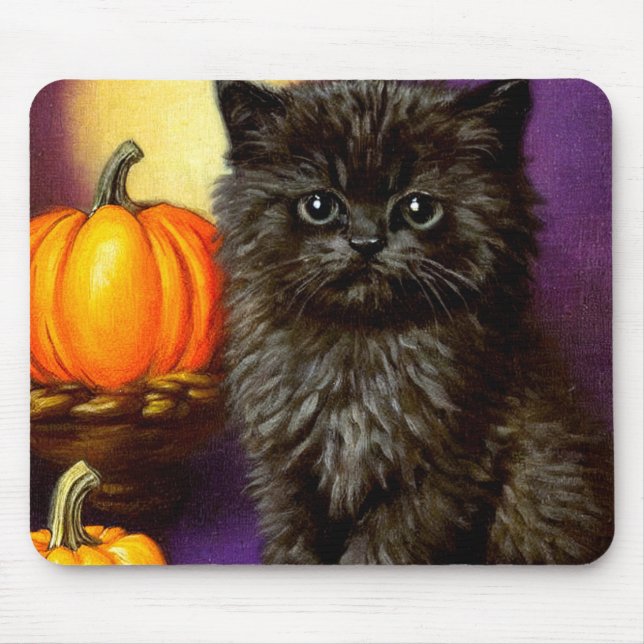 Vintage Halloween Kitten Mouse Pad (Front)