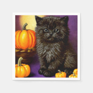 Vintage Halloween Kitten Napkin