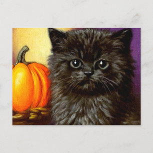 Vintage Halloween Kitten Postcard