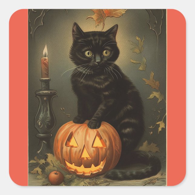 Vintage Halloween Kitten Sticker (Front)