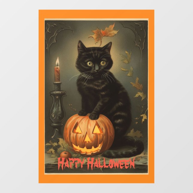Vintage Halloween Kitten Window Cling (Sheet)