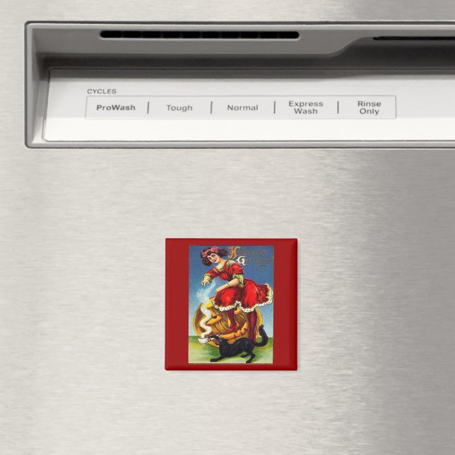 Vintage Halloween Lady in Red Magnet (In Situ (Dishwasher))