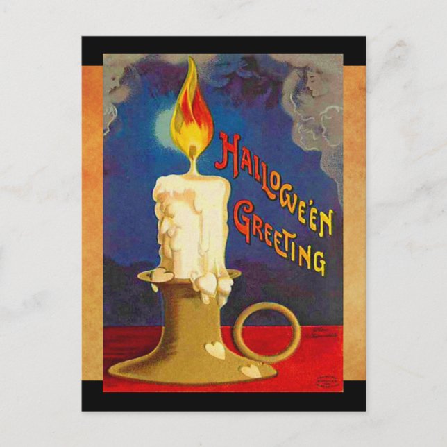 Vintage Halloween Magic Candle Postcard (Front)