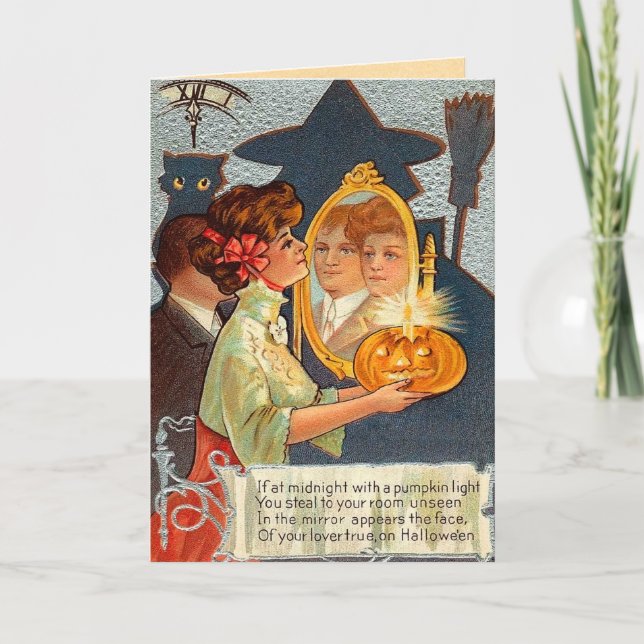 Vintage Halloween Magic Mirror Card (Front)