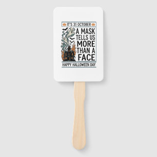 Vintage Halloween Mask Quote Vector Design_1 Hand Fan