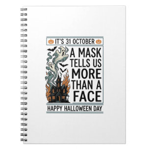Vintage Halloween Mask Quote Vector Design_1 Notebook