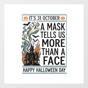 Vintage Halloween Mask Quote Vector Design_1 Window Cling