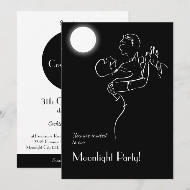 Vintage Halloween Moonlight Party Invitation (Front/Back)
