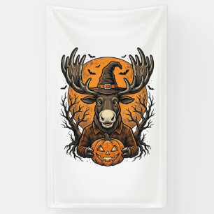 Vintage Halloween Moose Pumpkin Witch Hat Shirt_1 Banner
