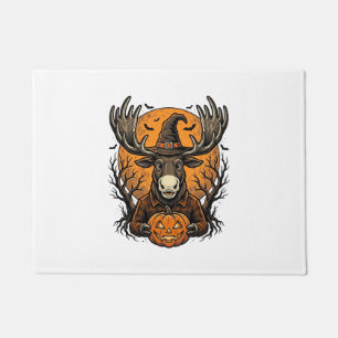 Vintage Halloween Moose Pumpkin Witch Hat Shirt_1 Doormat
