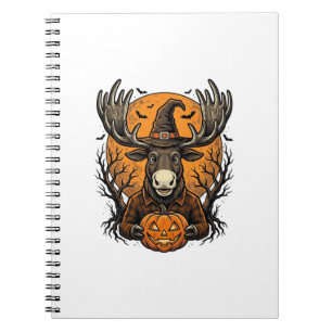 Vintage Halloween Moose Pumpkin Witch Hat Shirt_1 Notebook