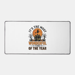 Vintage Halloween Most Wonderful Time Shirt Design Desk Mat