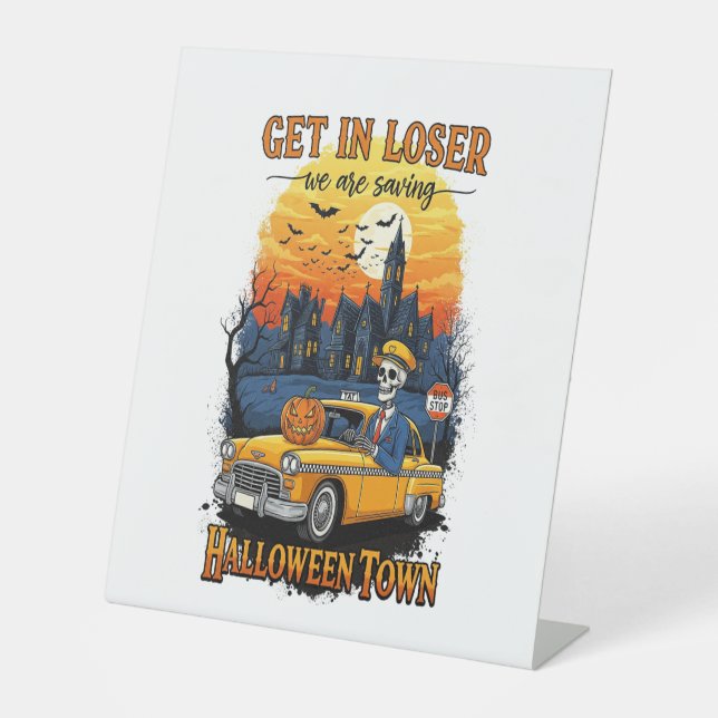 Vintage Halloween Movie Pedestal Sign (Front)