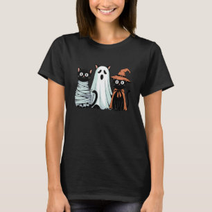 Vintage Halloween Mummy Ghost Witch Cat Black Cats T-Shirt