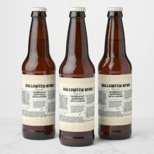Vintage Halloween Newspaper Beer Bottle Label