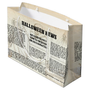 Vintage Halloween Newspaper Large Gift Bag