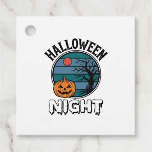 Vintage Halloween Night Pumpkin Tree Shirt Design_ Favour Tags