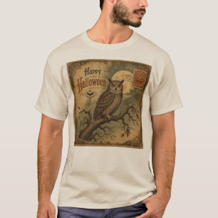 Vintage Halloween Owl Postcard T-Shirt