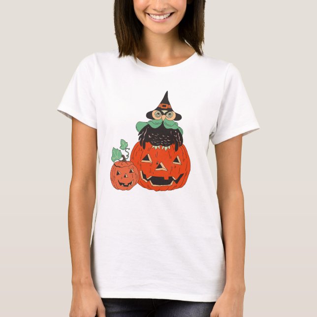 Vintage Halloween Owl T-Shirt (Front)