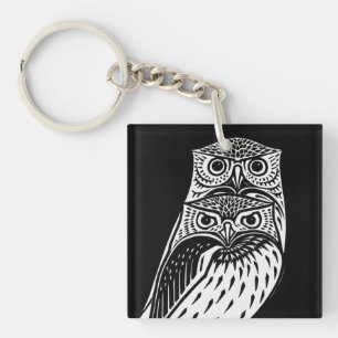 Vintage Halloween Owls Dark Academia Keychain