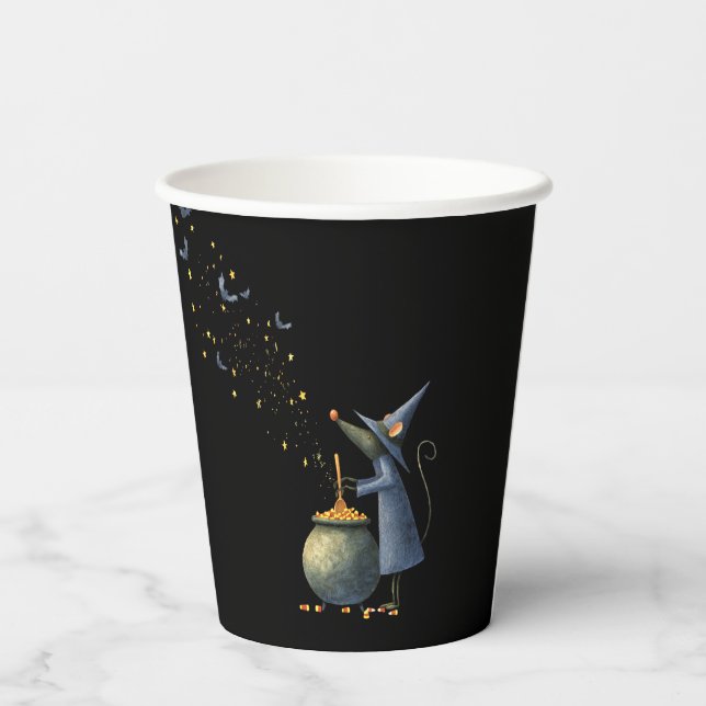 Vintage Halloween Paper Cup — Black Cat & Mouse Wi (Back)