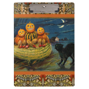 Vintage Halloween Party Black Cat Clipboard