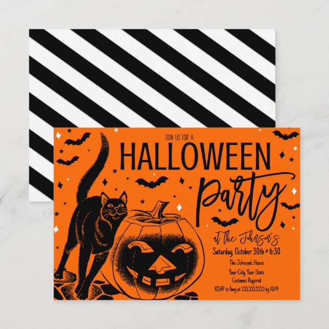 Vintage Halloween Party Invitation (Front/Back)