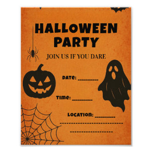 Vintage Halloween Party Invite   Spooky Icons Photo Print