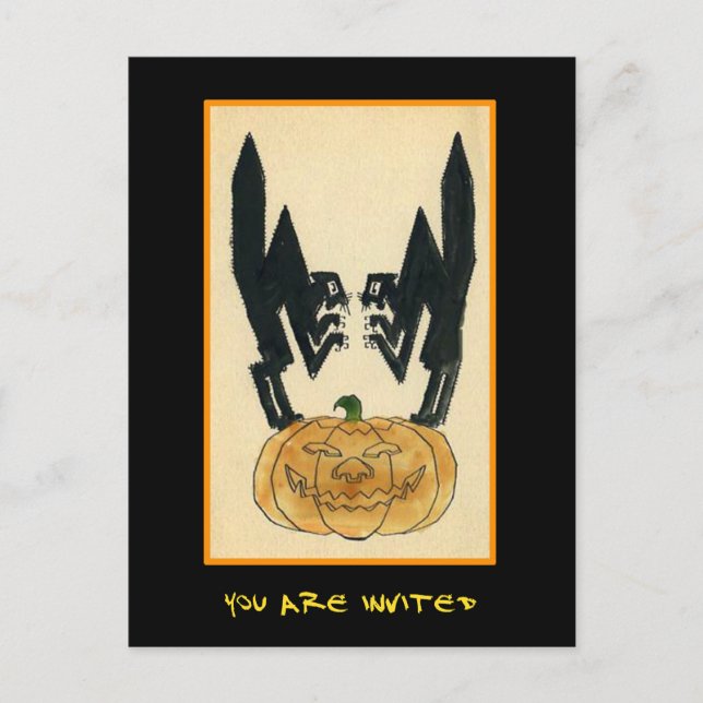 Vintage Halloween Party Invite With Bloody Text (Front)