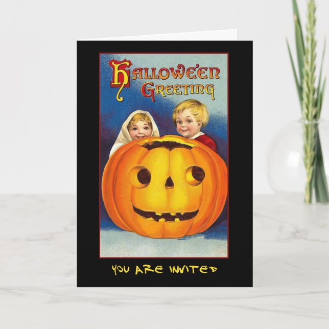 Vintage Halloween Party Invite With Bloody Text (Front)