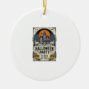 Vintage Halloween Party No Tricks Just Treats Desi Ceramic Ornament